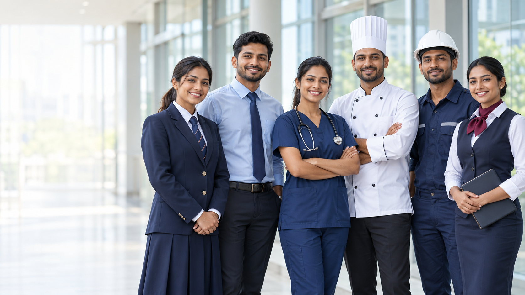 Professionals wearing school, corporate, healthcare, hospitality and industrial uniforms